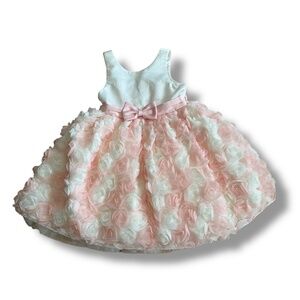 American Princess Florette Sleeveless Dress Peach & Ivory Girls 6X7 Multilayered